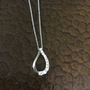 Sterling silver and Diamond Tear Drop Necklace